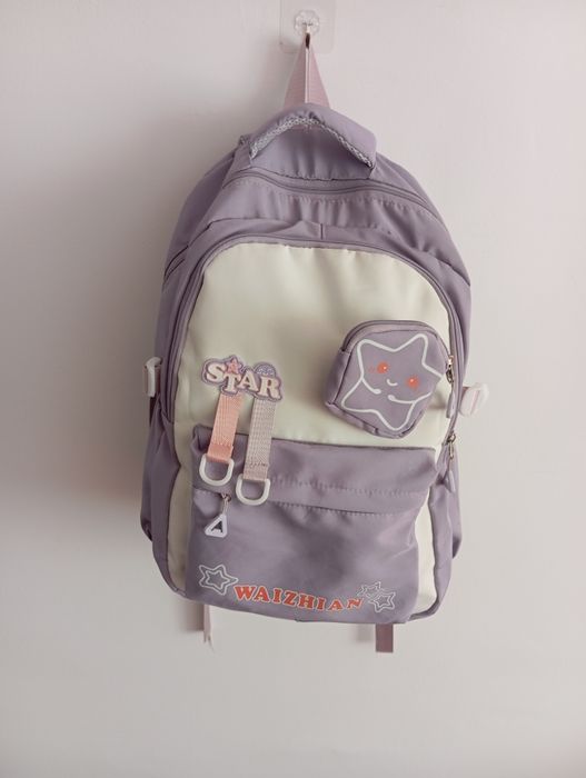 Rucsac Ghiozdan Fete Mov Pastel cu Steluță