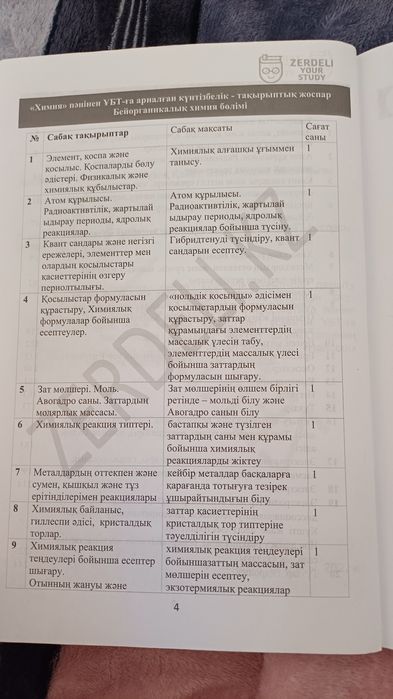 Химия ҰБТ 1 бөлім