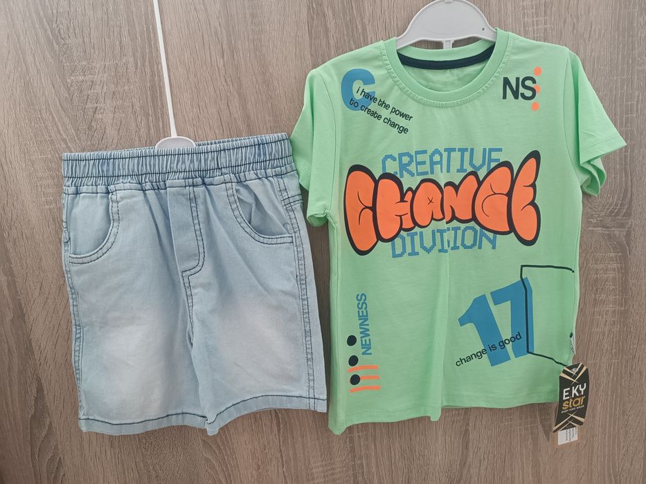 Детски летен комплект с дънки за момче