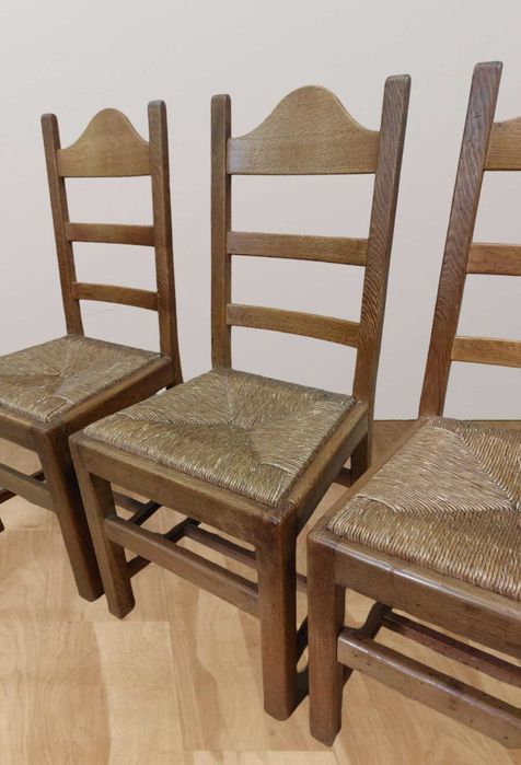 6 броя трапезни столове от бял дъб масив