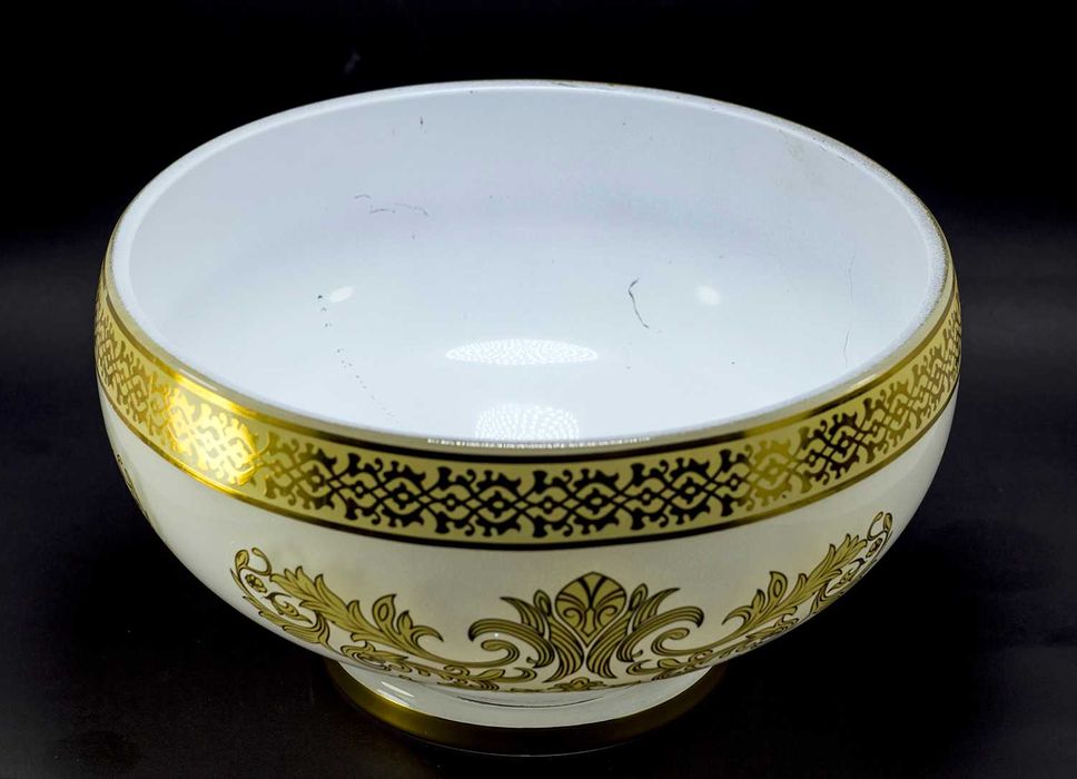 Большая современная ВАЗА под фрукты, расписанная под золото.