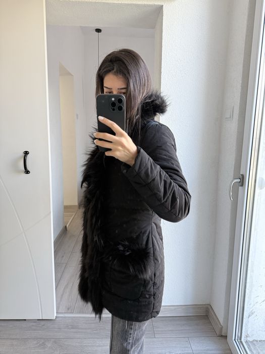 Яке, естествена яка, блестящо, палто