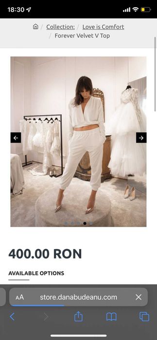 Set pantaloni si bluza catifea alba Dana Budeanu