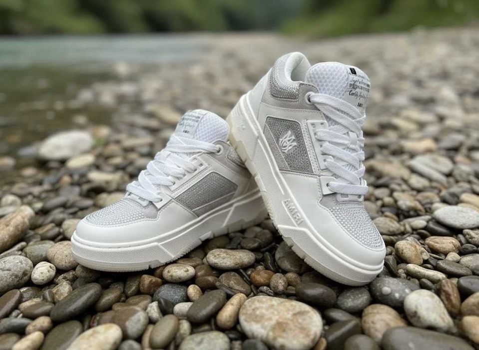 Adidasi AMIRI MA 1 Alb Crystal - Pietricele - Glitter