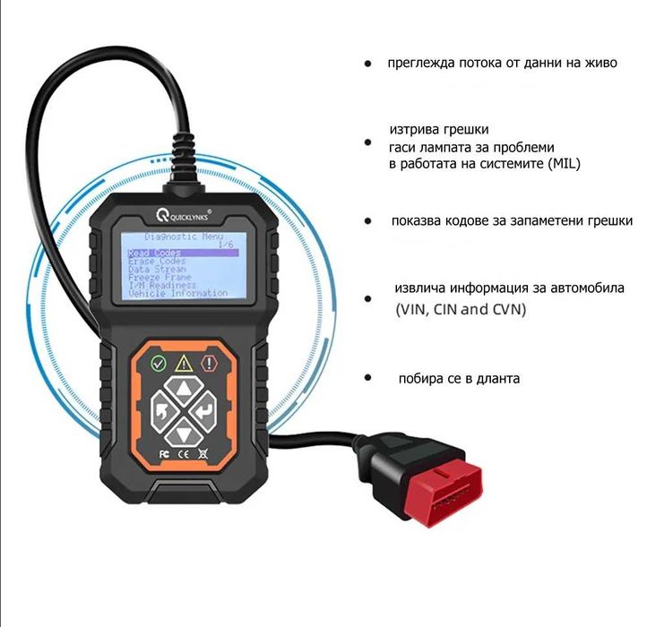 Full OBD2 EOBD автомобилен диагностичен кодочетец