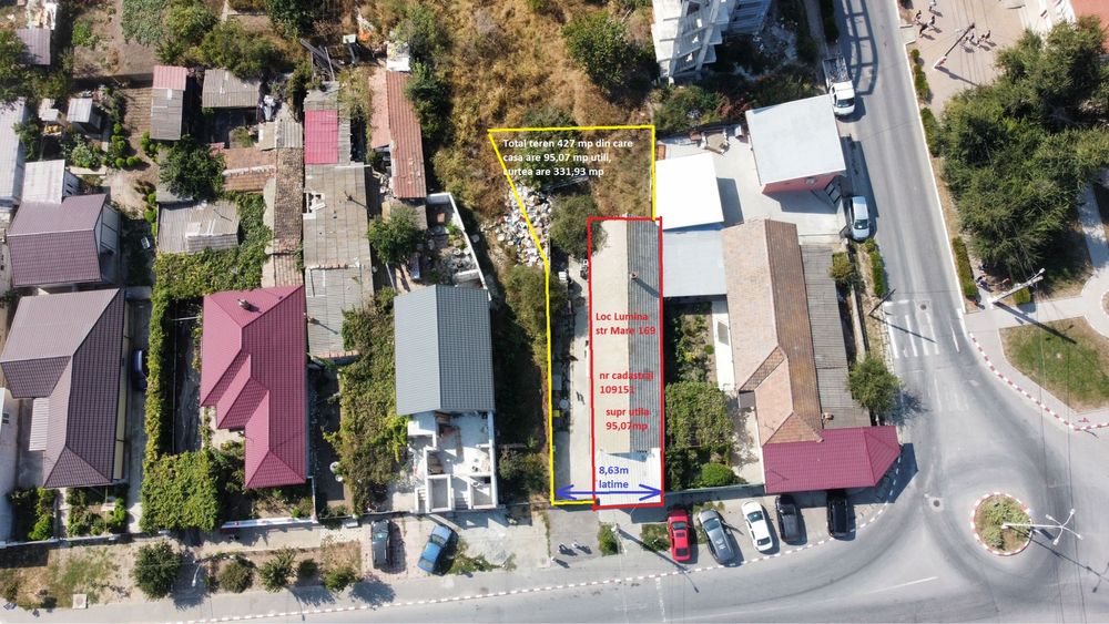Casă pentru locuit sau Spațiu Comercial 95 mp utili / 131 mp construiți si curte  293 mp, com Lumina, str Mare 169 vis a vis de primărie
