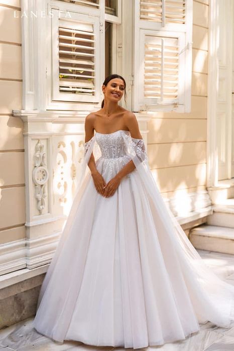 Rochie mireasa+voal+crinolina+sandale cadou