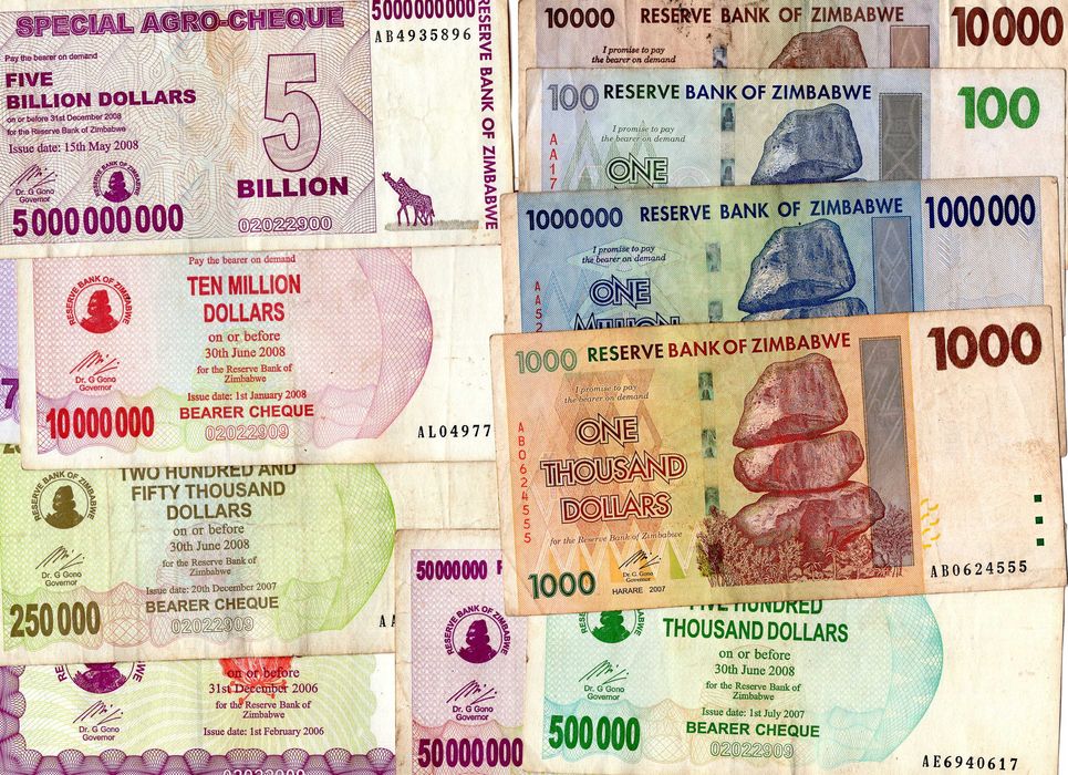 Lot bancnote Zimbabwe - 14 bancnote diferite