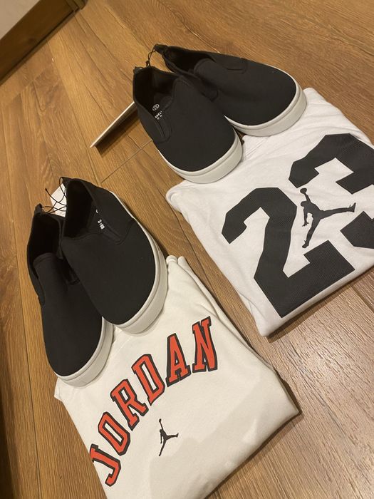 Детски бели тениски air jordan и гуменки кецове за салон