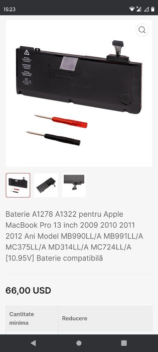 Baterie A1278 A1322 pentru Apple MacBook Pro 13 inch