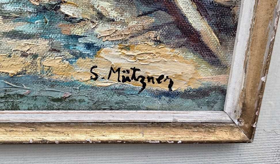 Tablou vechi - strada veche de tara - semnat S. Mutzner