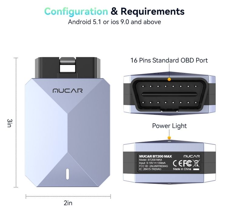 Tester auto profesional Mucar BT200 MAX OBD2 Bluetooth SIGILAT 300 lei