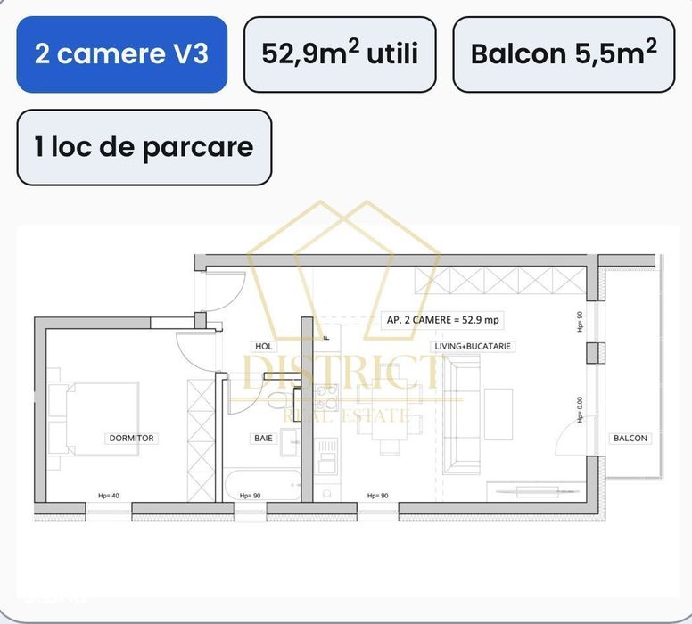 Apartament cu 2 camere | Etaj 1 | ESO