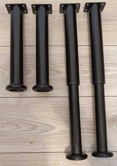 Set 4 picioare metalice reglabile pentru mobilier – 25-40 cm, culoare neagra