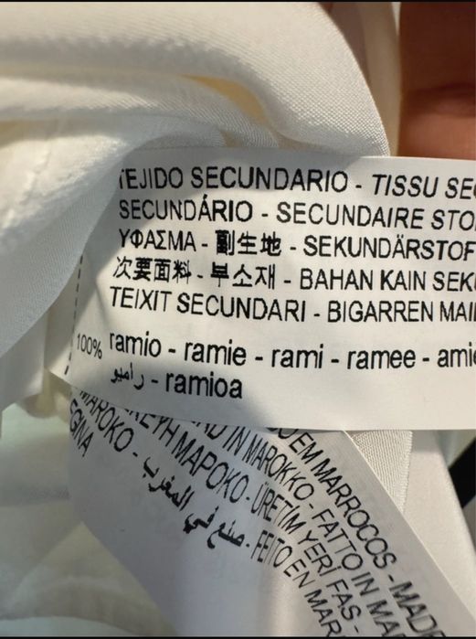 Fustă midi alba cu talie înaltă din rami cu slit Zara Studio Mărimea S