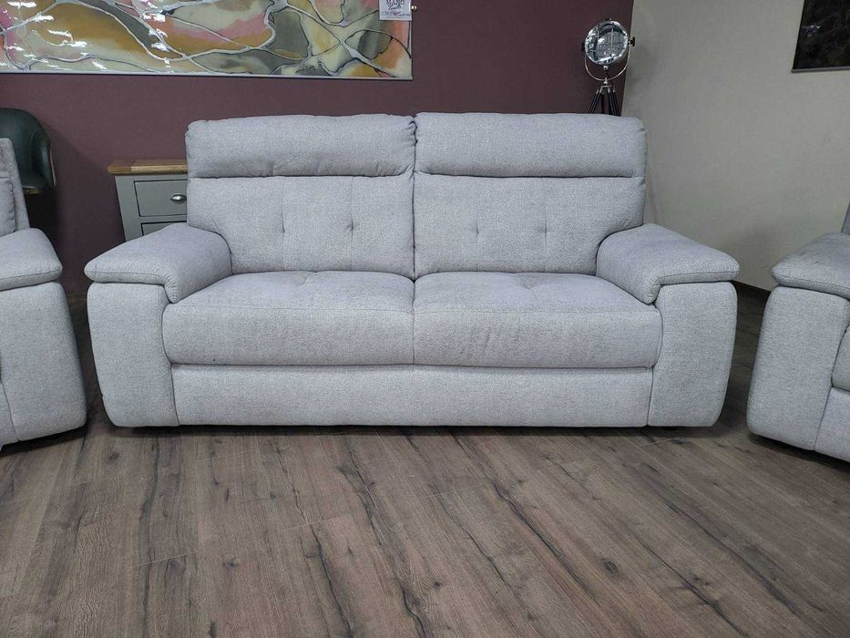 Италиански сив комплект от плат диван тройка и два фотьойла