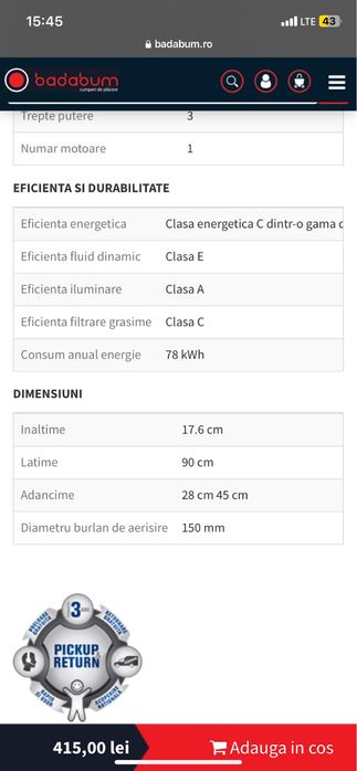 Hotă încorporabilă Heinner – 90 cm, Neagră, Nouă, cu Garanție