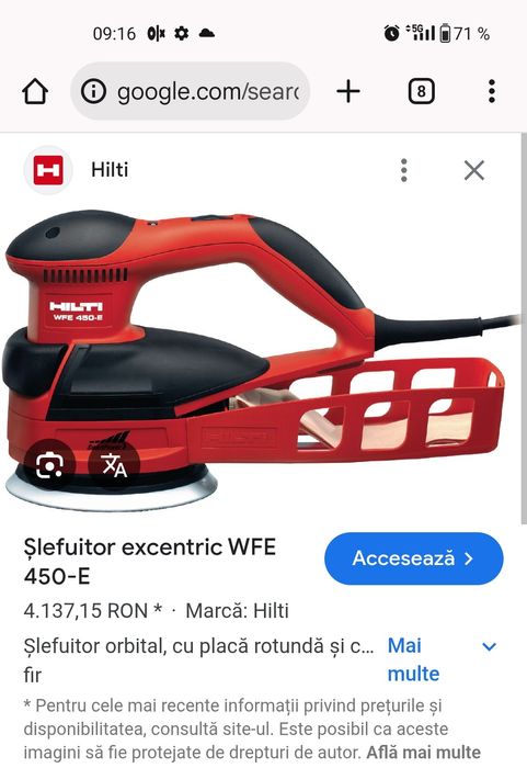 Șlefuitor Orbital Hilti 2024 WFE 450-E