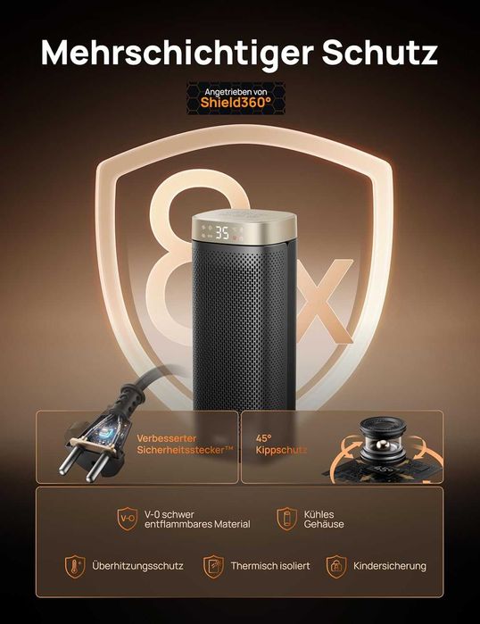 Вентилаторна печка Dreo, 2000W, Керамичен Нагревател с Термостат