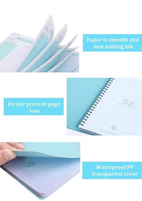 Agenda Planificator cu Spirala, pentru Organizare Saptamanala, cu Habit Tracker si To Do List, Albastru, A5