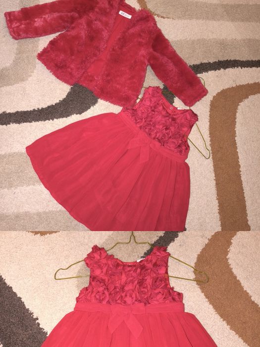 Страхотен празничен лот рокля+палто HM 92-98 размер