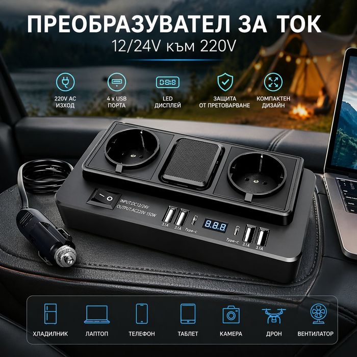 Преобразувател на напрежение от 12/24V към 220V