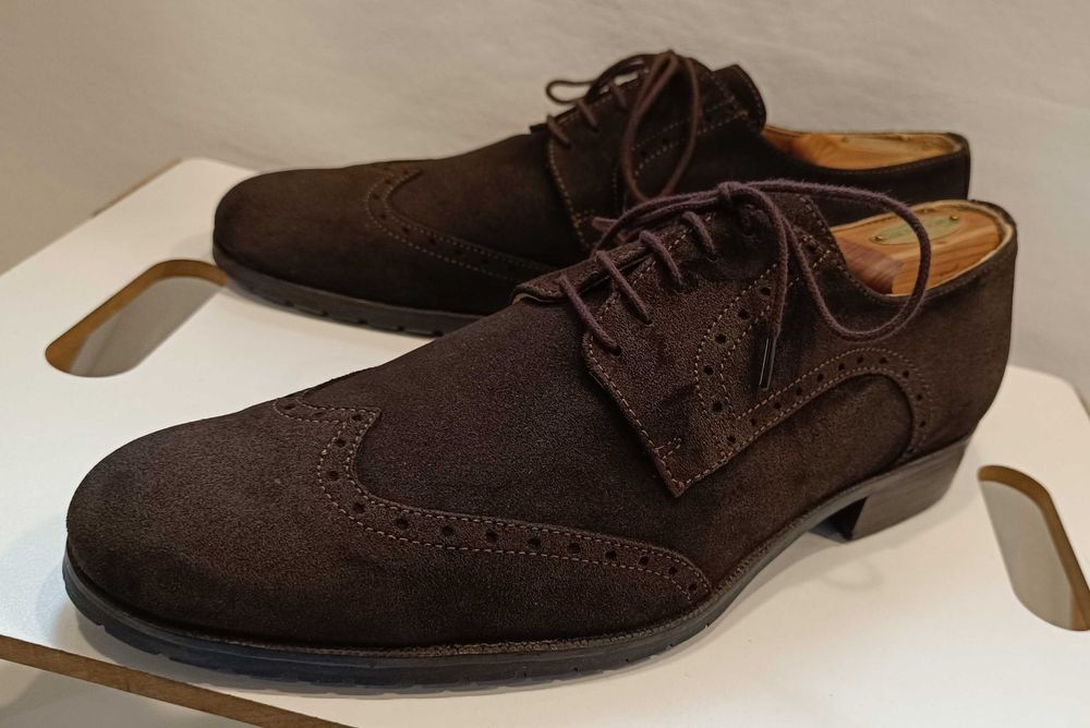 Pantofi derby 42 brogue suede Lavoratione Artigianale piele naturala