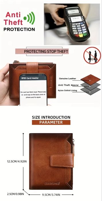 Мъжки удобни кожени портфейли с две лица /Защитени, стилни и елегантни