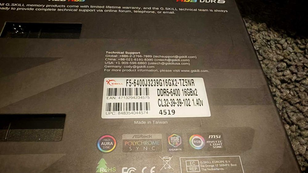 НОВА ! Рам памет G.Skill Trident Z5 RGB F5 2x16GB 32GB DDR5 6400Mhz