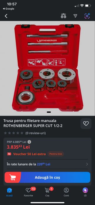 Trusa de filetat tevi metalice noua ROTHENBERGER