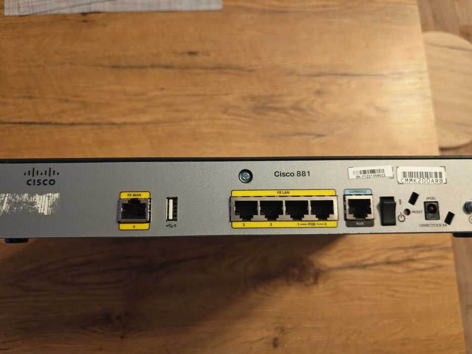 Router Cisco C881-K9 ISR 800 Series, 4x LAN, WAN, PoE