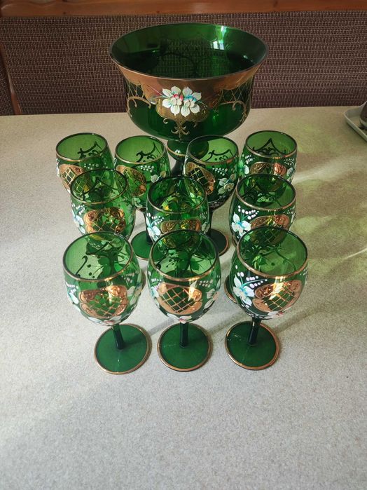 Посуда Богема б/у, Фруктовныца и 10 фужеров ,состояние отличное