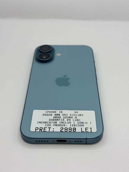 Iphone 16 256GB 90% Albastru Garantie Rate BuyBack - zonemag.ro