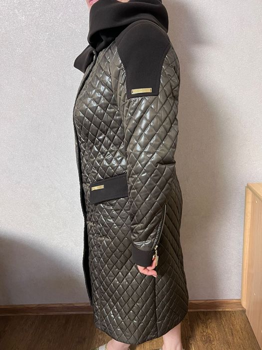 Пальто-плащ комбинированный