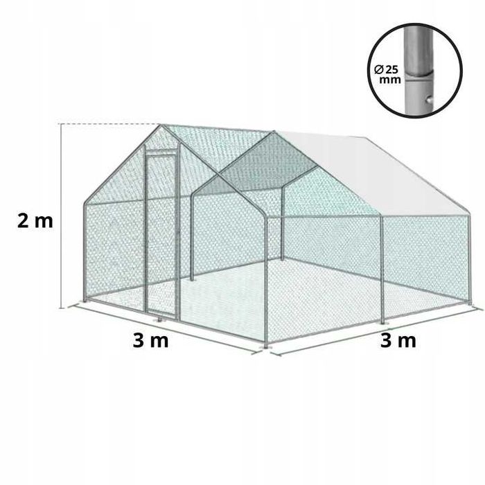 Птичарник 3х3м Клетка за пилета Кокошарник кокошарници клетки кокошки