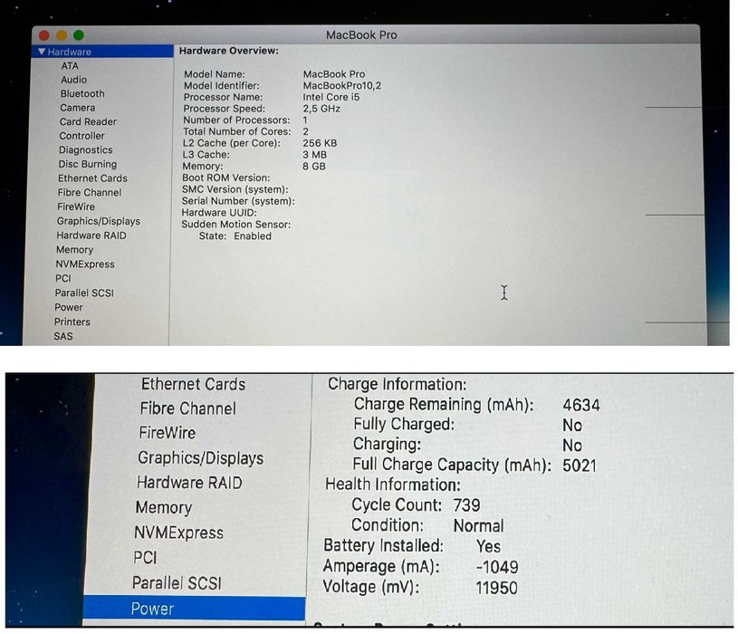 MacBook Pro Retina 13", Late 2012, Model A1425, 8 GB RAM, i5 2,5 GHz