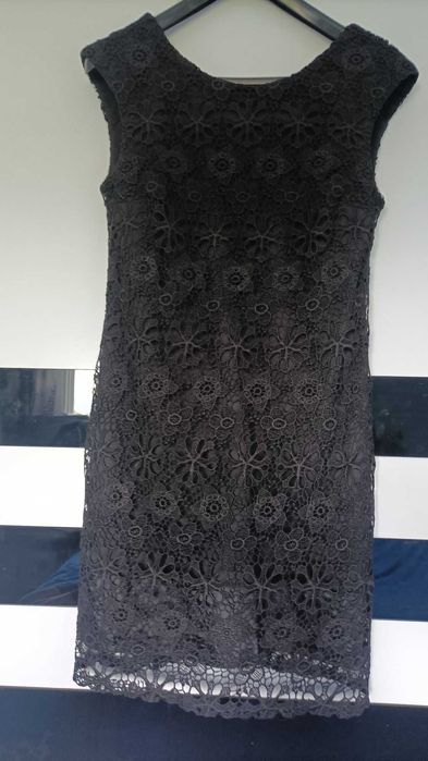 Черна лятна дантелена рокля, размер М