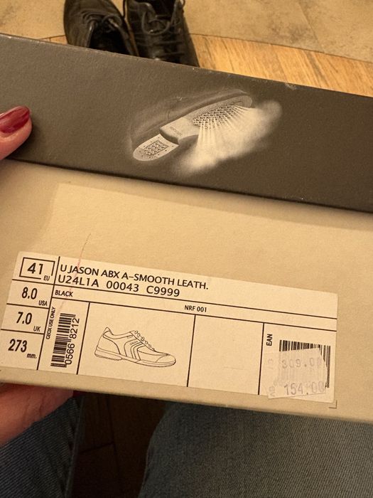 Мъжки есенно-зимни обувки Geox черни кожени 41 размер