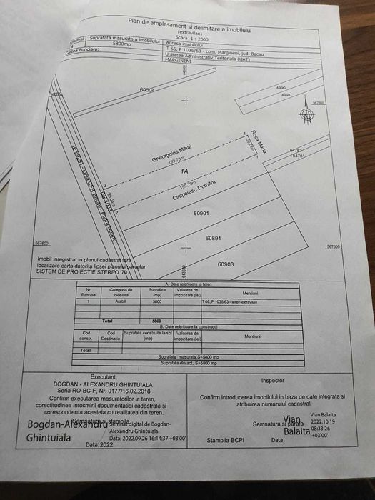 Teren  varianta Margineni - Hemeiusi