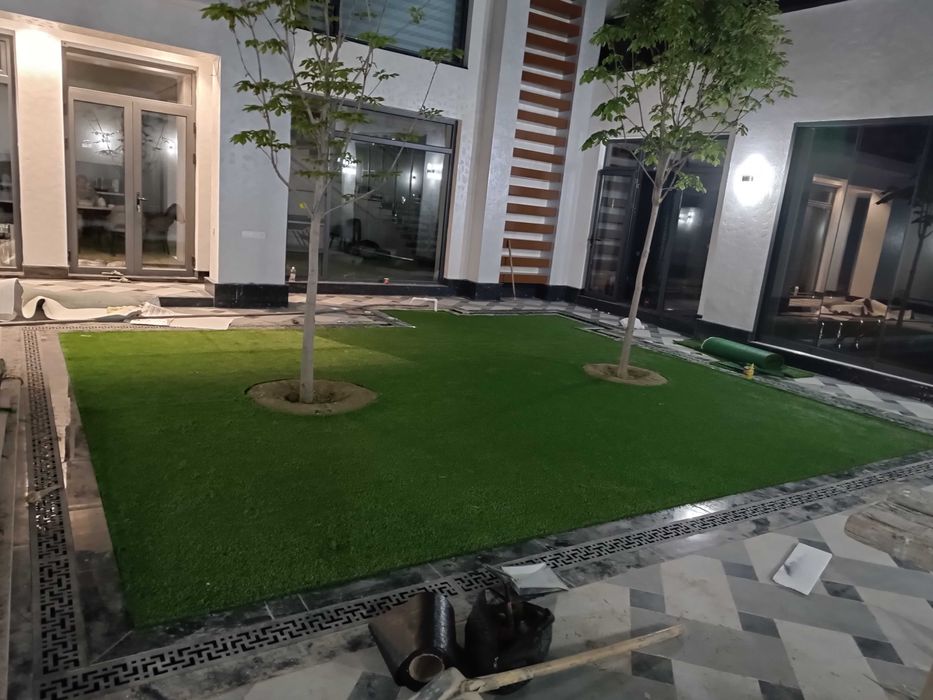 Установка искуственный газон