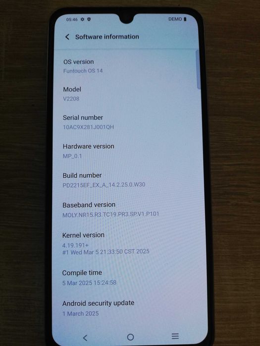 Telefon Vivo x80 lite demo mode