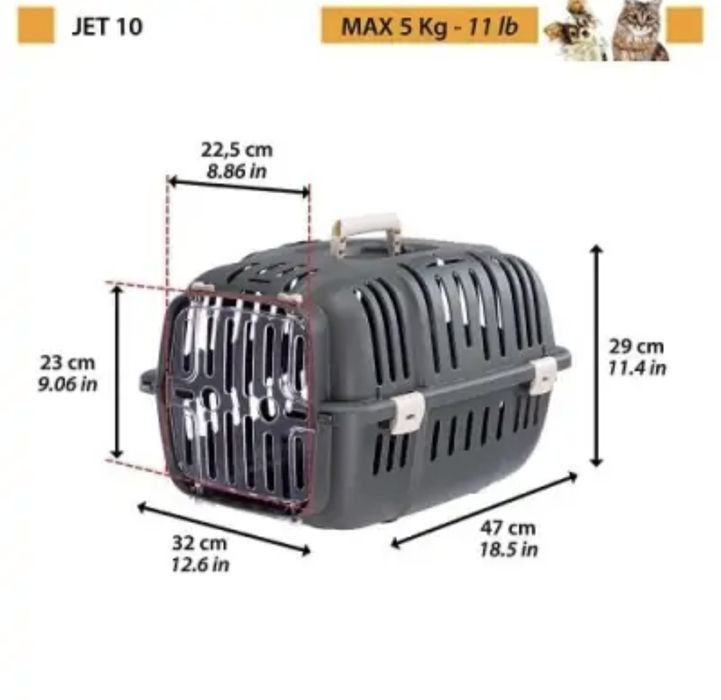 Транспортнаклетка, пластмасова врата/котка/куче/зайче/папагал