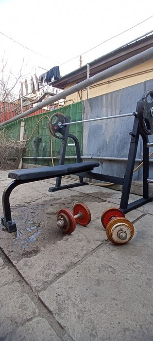 Скамья для жима лежа гантели лежак штанга гриф