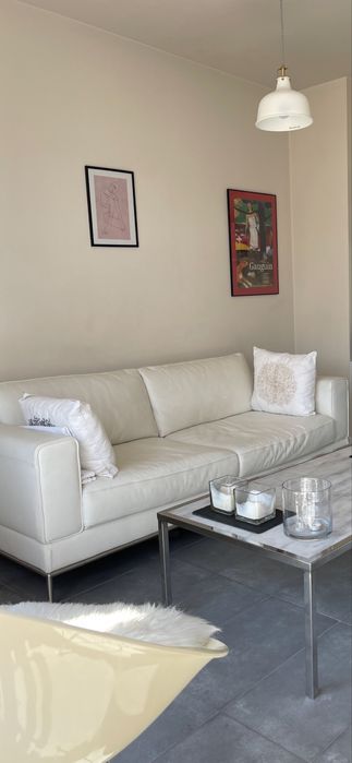 Бели естествена кожа дивани