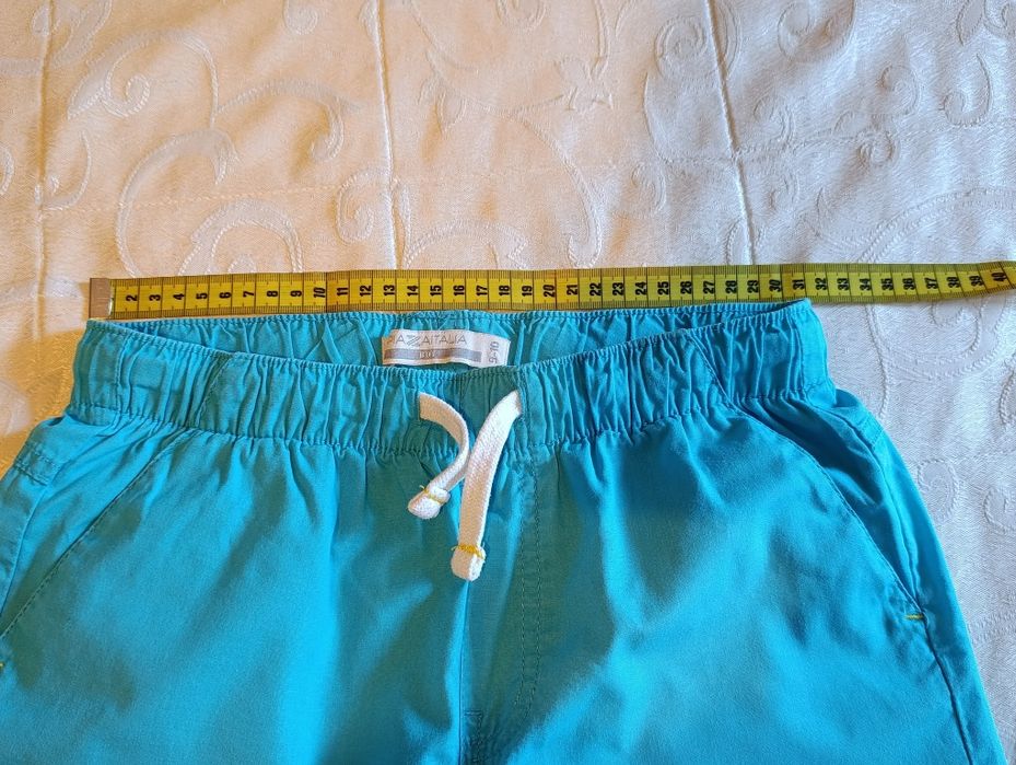 Pantaloni scurți pentru copii, 100%bumbac, culoare turcoaz, vârsta 10-12ani