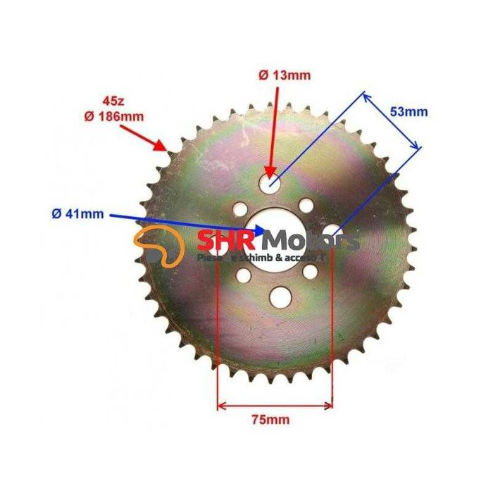 Pinion spate ATV 150 / 200 / 250 cm3 Pas 428 (45 dinti) Bashan