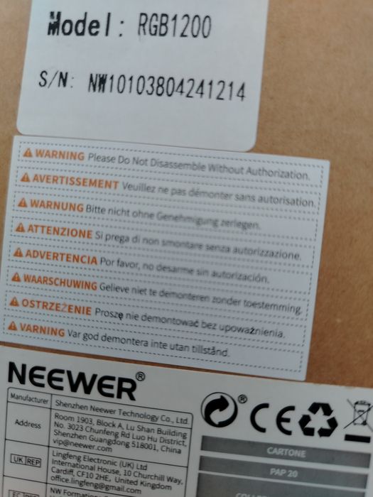 Neewer RGB1200 Lumină de studio, nouă