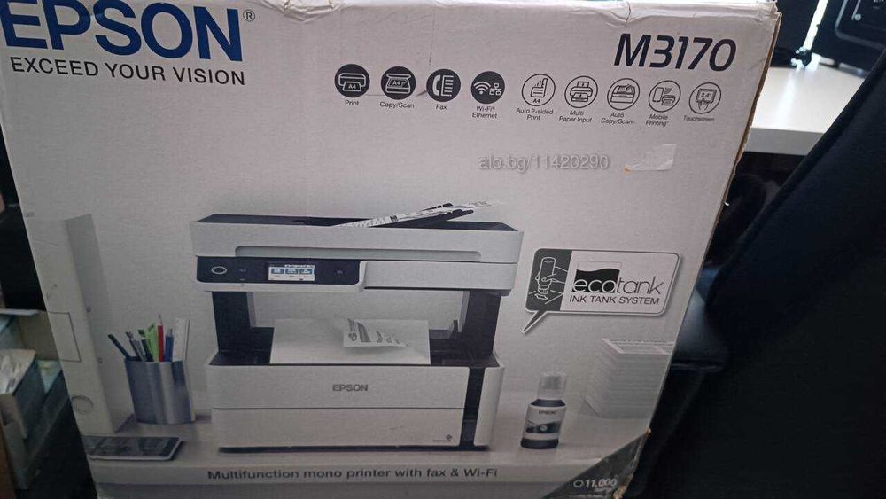 Многофункционален принтер Epson M3170 Wi-Fi черно-бял принтер A4 за глава