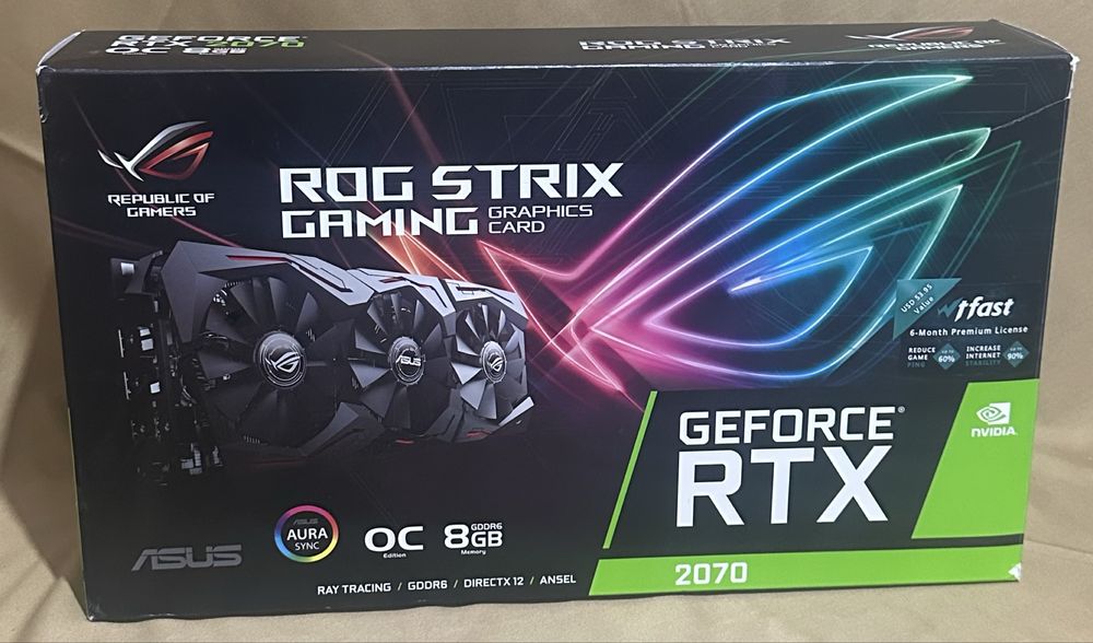 Super Pret! Placă video ASUS ROG Strix RTX 2070 OC 8GB GDDR6 | Service la zi (Pastă nouă), Cutie completă
