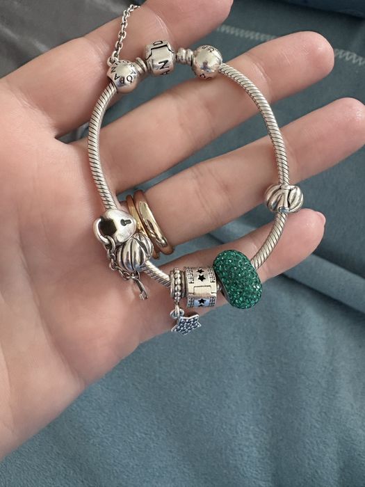 Bratara Pandora cu charmuri si lant de siguranta originale